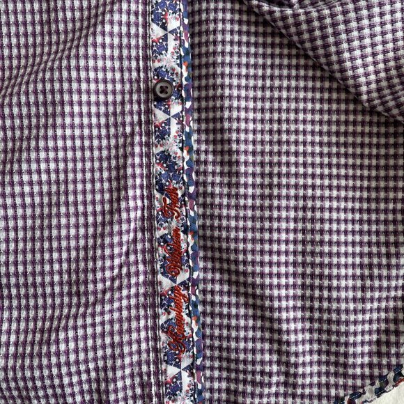 Robert Graham Sport Shirt - Purple/White Check - Large Classic Fit - Picture 5 of 6